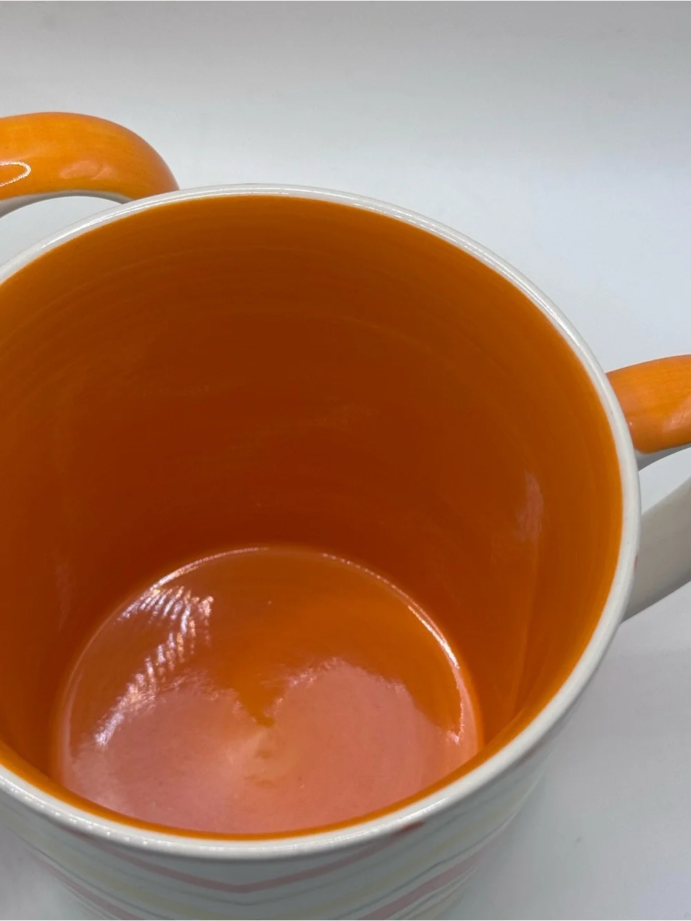 CRATE & BARREL Bright Chevron Coffee Mugs, Citrus Orange/Yellow/Green, Set Of 2